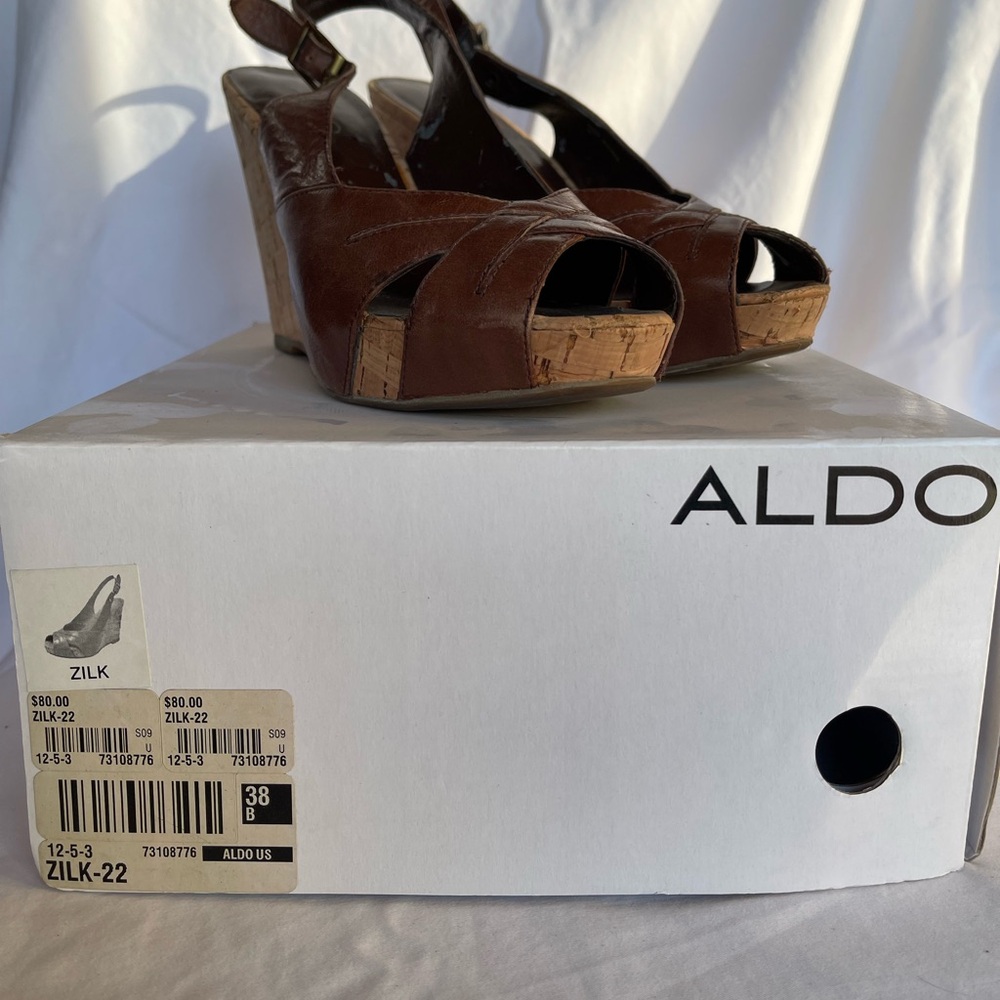 ALDO Brown Wedge Sandals